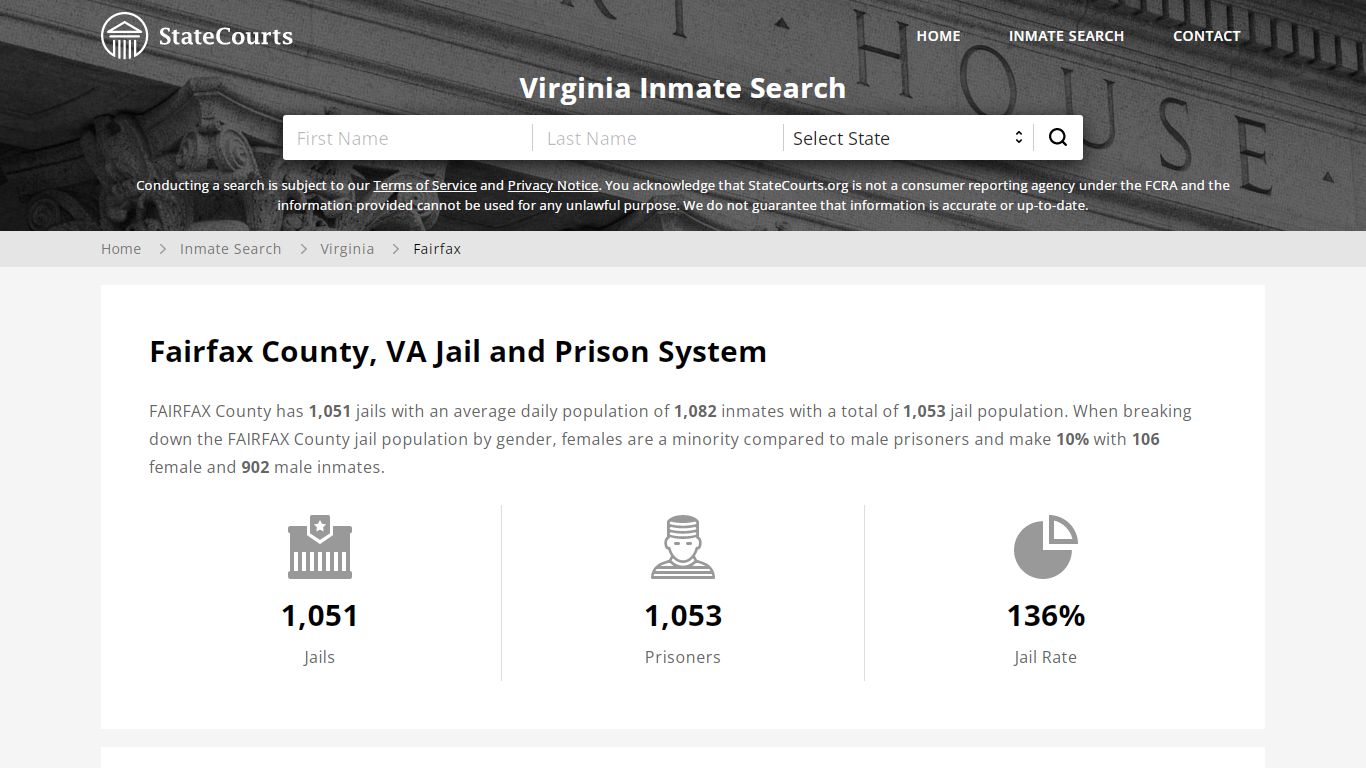 Fairfax County, VA Inmate Search - StateCourts