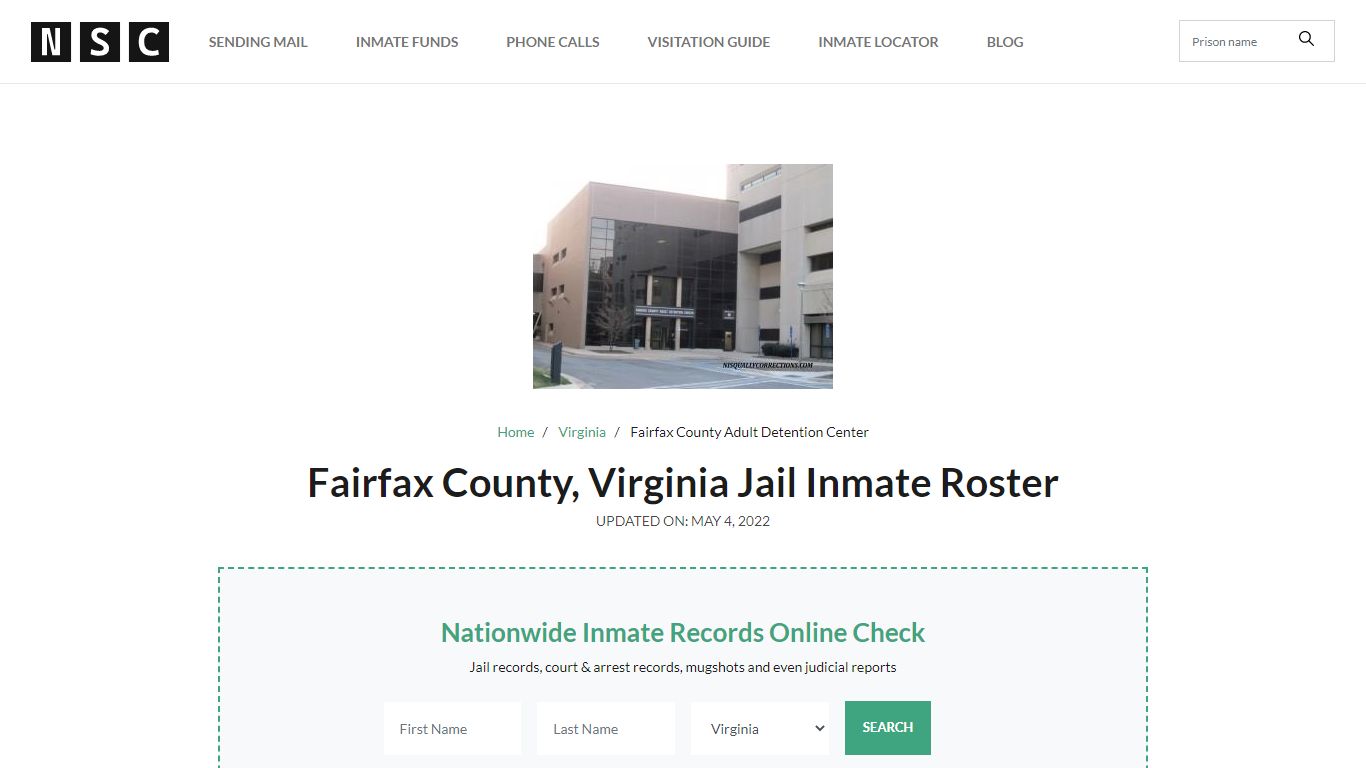 Fairfax County, Virginia Jail Inmate List